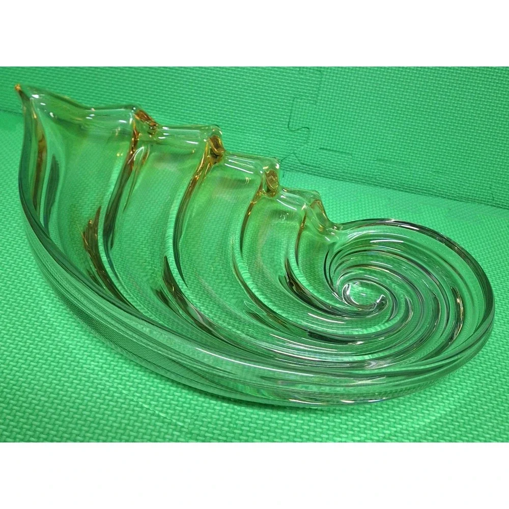 Mikasa Clam Sea Shell Plate Dish Nautilus Crystal Serveware 1980's Vintage 18''